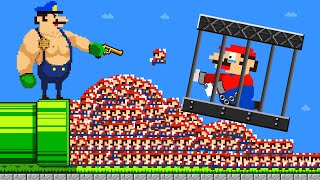 Super Mario Bros. but Mario locked in Prison by 999 Tiny Mario and Cop-Luigi | Game Animation