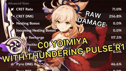 C0 Yoimiya 4 set shimenawa & R1 Thundering Pulse - Solo Damage and Team Showcase - Genshin impact