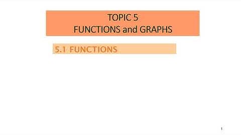 Chapter 5 I 5.1 Functions (1/11)