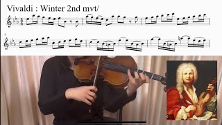 Vivaldi Four Seasons : Winter | 2nd Mvt.| Sheetmusic | Practice Tempo| 8th note=76
