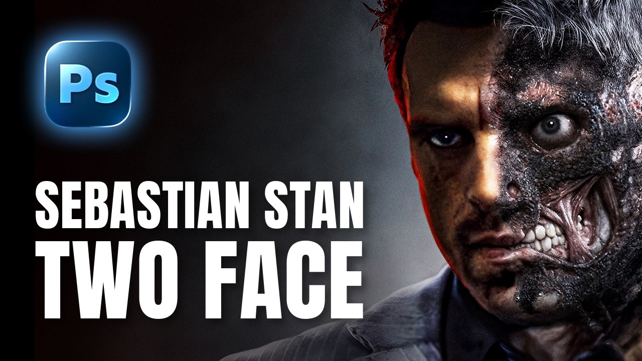 Epic Poster of Sebastian Stan as Two Face | Photoshop Speed Art