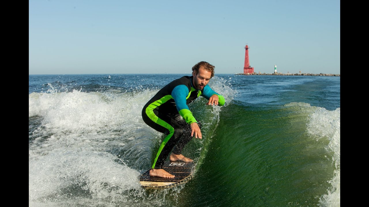 Tommy's Boats wake surf session with Great Lake Surf Festival