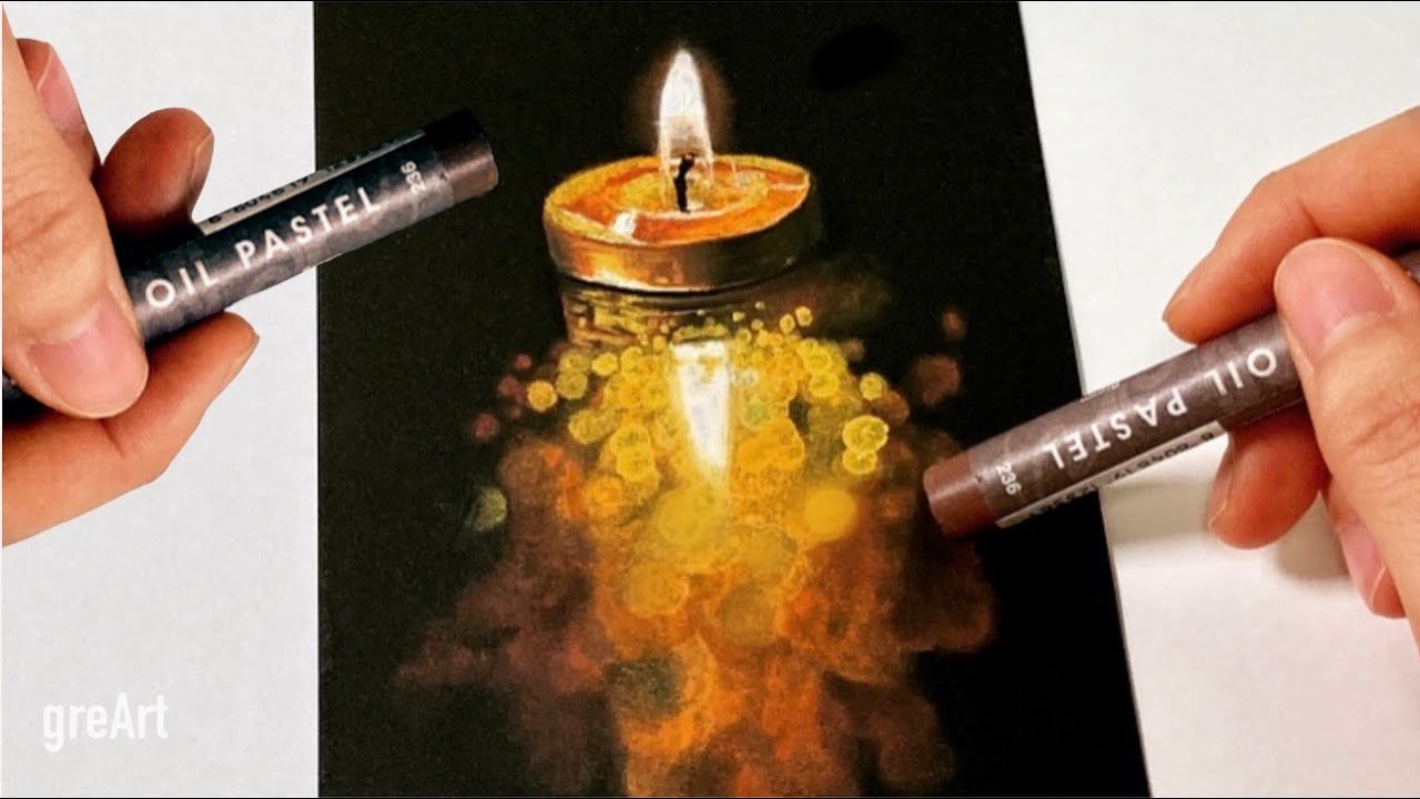 Oil pastel Drawing/Drawing candle 오일파스텔로 촛불그리기