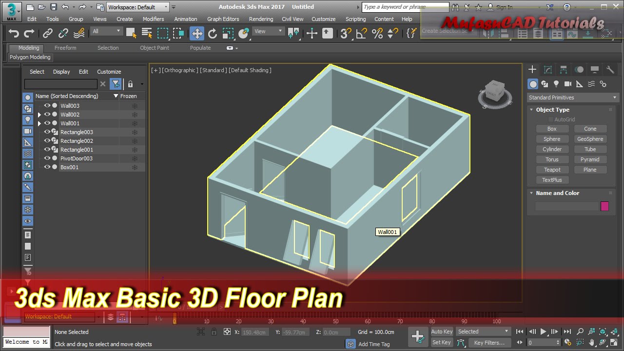 3ds Max Basic 3D Floor Plan Modeling | Wall Door Windows Tutorial - YouTube