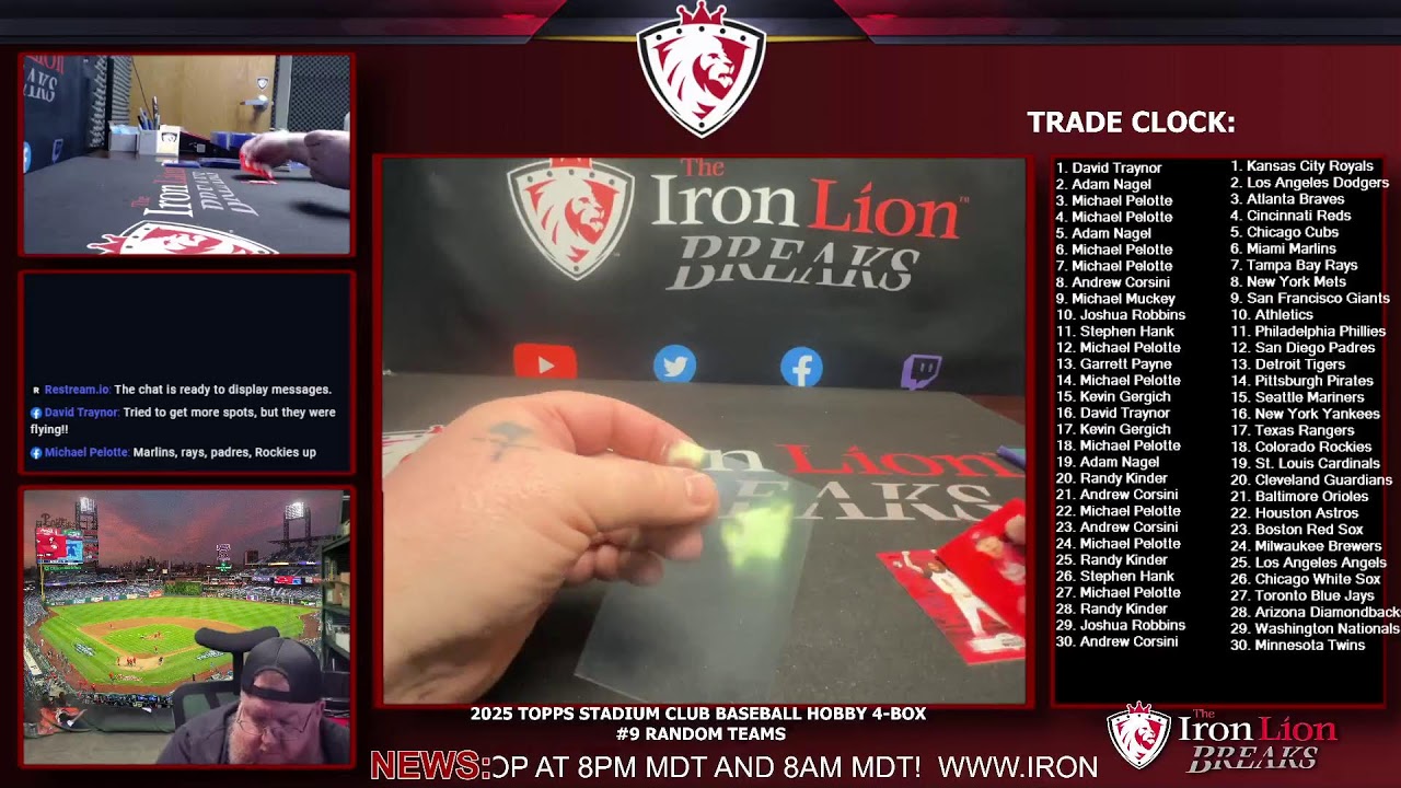 2025 Topps Stadium Club Baseball Hobby 4-Box #9 Random Teams