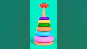 Learn Colors 🔴🟠🟡🟢🔵🟣 by Stacking the Rainbow Ring TOYS! #shorts #cocomelon