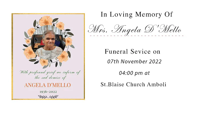 Mrs. Angela D'Mello Funeral service