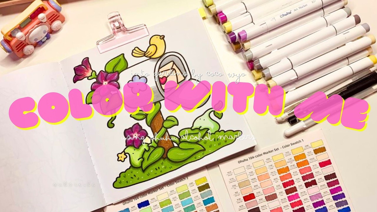 color with me! 🌸📧🐤📫 ASMR ✨ into gardens by Coco Wyo 🖍️using Ohuhu Markers #adultcoloring #asmr