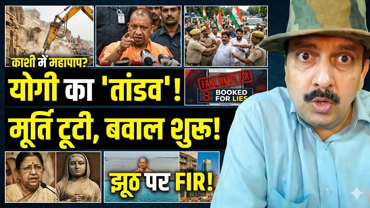 Manikarnika Temple Murti Controversy Yogi Adityanath Kashi, Congress FIR Action, Ahilyabai Statue