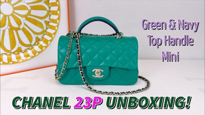 For Sale! Chanel 23C Dark Green Lambskin Pearl Crush Rectangle