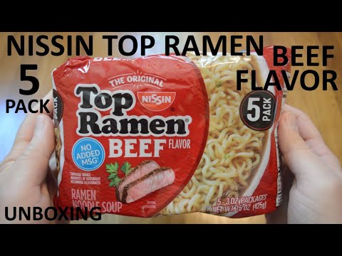 Unboxing Nissin Top Ramen Beef Flavor Ramen Noodle Soup 5 Pack Youtube