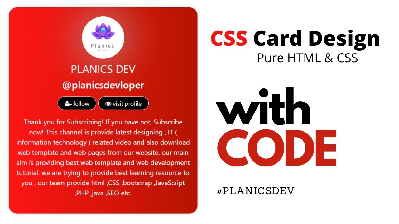 how to design best card for website using html and CSS | Profile Card ...