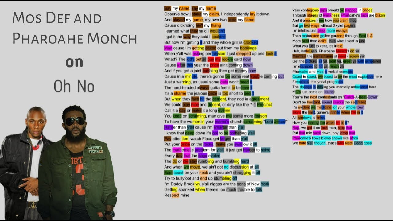 Mos Def and Pharoahe Monch on Oh No - Lyrics, Rhymes Highlighted (11 ...