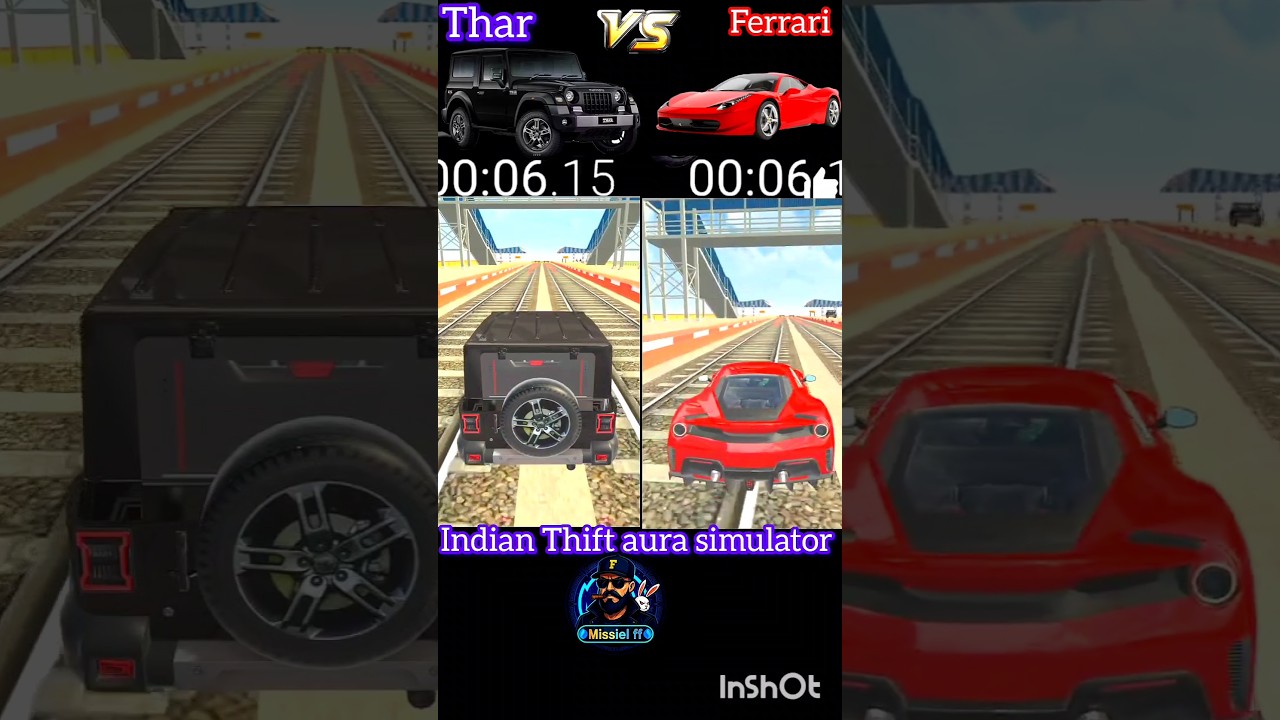 Indian Thar vs Ferrari Drag Race 2026 Indian Thift aura simulator 11 second mein race khatm