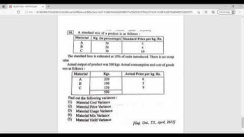 BBA SEM. - 6 MANAGEMENT ACCOUTING, CH - STANDARD COSTING, PART - 4, BY PROF. RAKESH DANGI