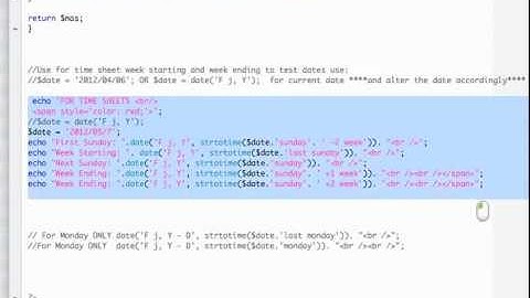 PHP Code tutorial - Calculate all 4 Sundays of the Month **Purpose: Time Sheets