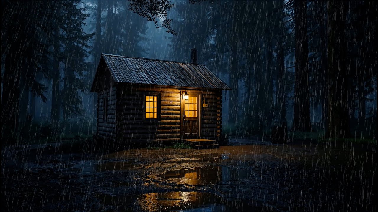 Deep Rain Sounds at Night in a Cozy Forest Cabin for Fast Sleep, Relaxation & Stress Relief 🌧️🏡😴