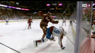 Matt Dumba Lands Huge Hits On Makar And Mackinnon On Same Shift