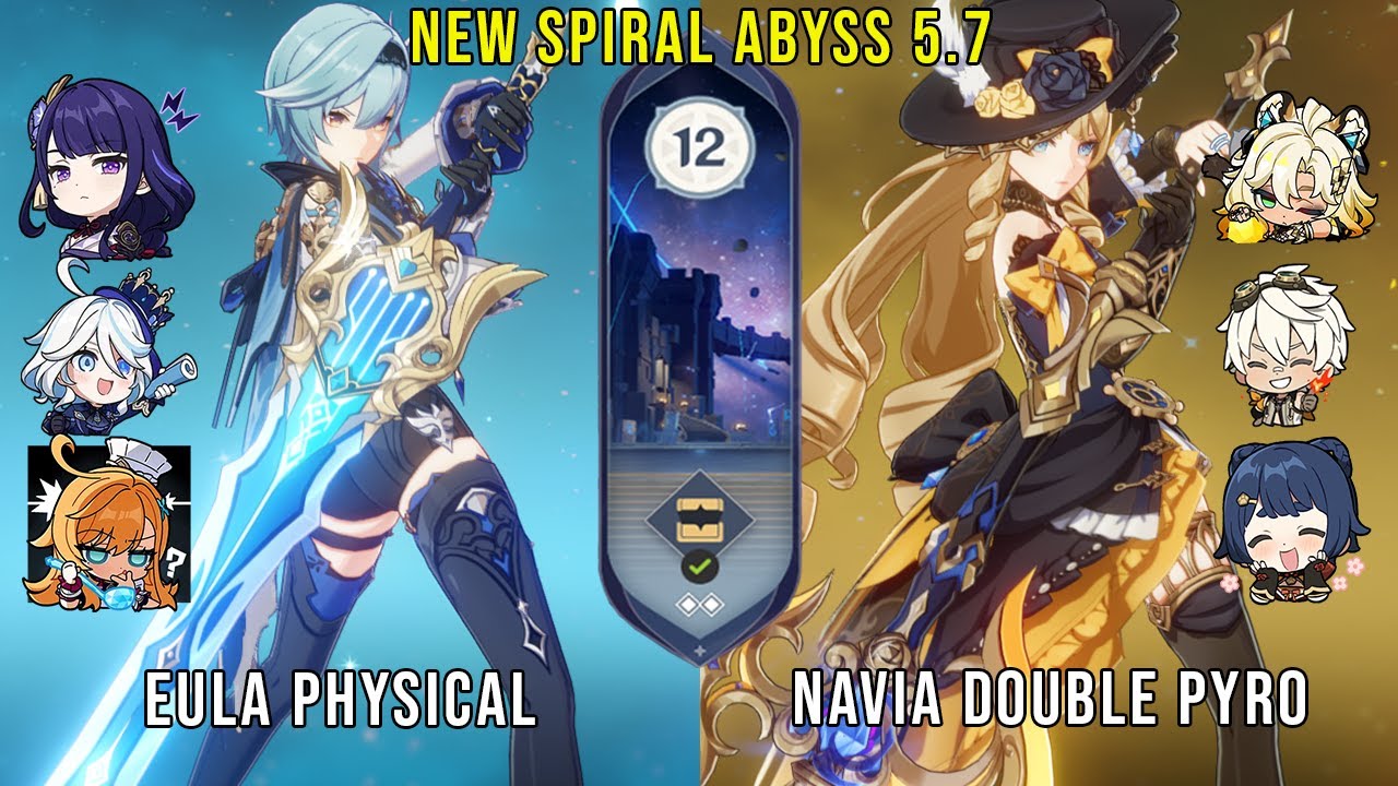 C1 Eula Physical and C0 Navia Double Pyro | Genshin Impact Abyss 5.7 Floor 12 9 Stars