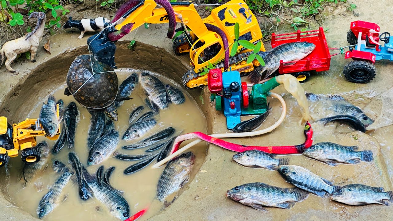 Catch fish using mini water pump | fishing exciting | diy tractor ...