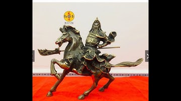 Tượng Quan Công Cưỡi Ngựa Bằng Đồng Cao 18cm - Giá 880 Ngàn