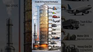 Crude Oil Fractional Distillation Process Explained 🛢️🔥#CrudeOil #OilRefinery
