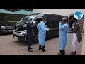 Hearse carrying body of "Papa Shirandula" leaves Montezuma Monalisa Funeral Home in Nairobifor Busia