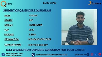 STUDENT PLACEMENT JOURNEY AS DATABASE DEVELOPER | Q & J SPIDERS GURUGRAM