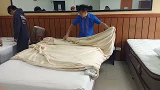Duvet Bed Making "Modern Way" #hotel #bedmakeup #housekeeping 