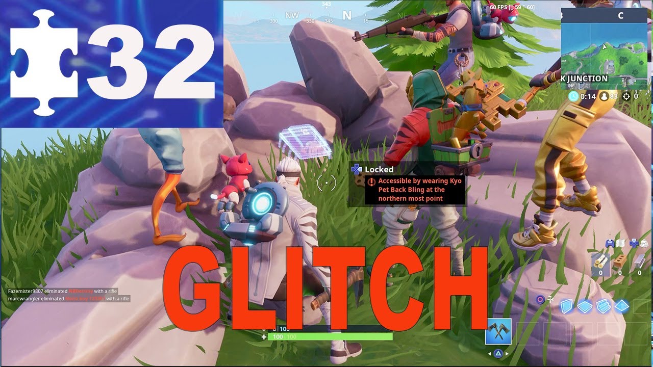 Fortbyte #32 Location GLITCH - Accessible by Wearing Kyo Pet Back Bling at the Northern Most Point