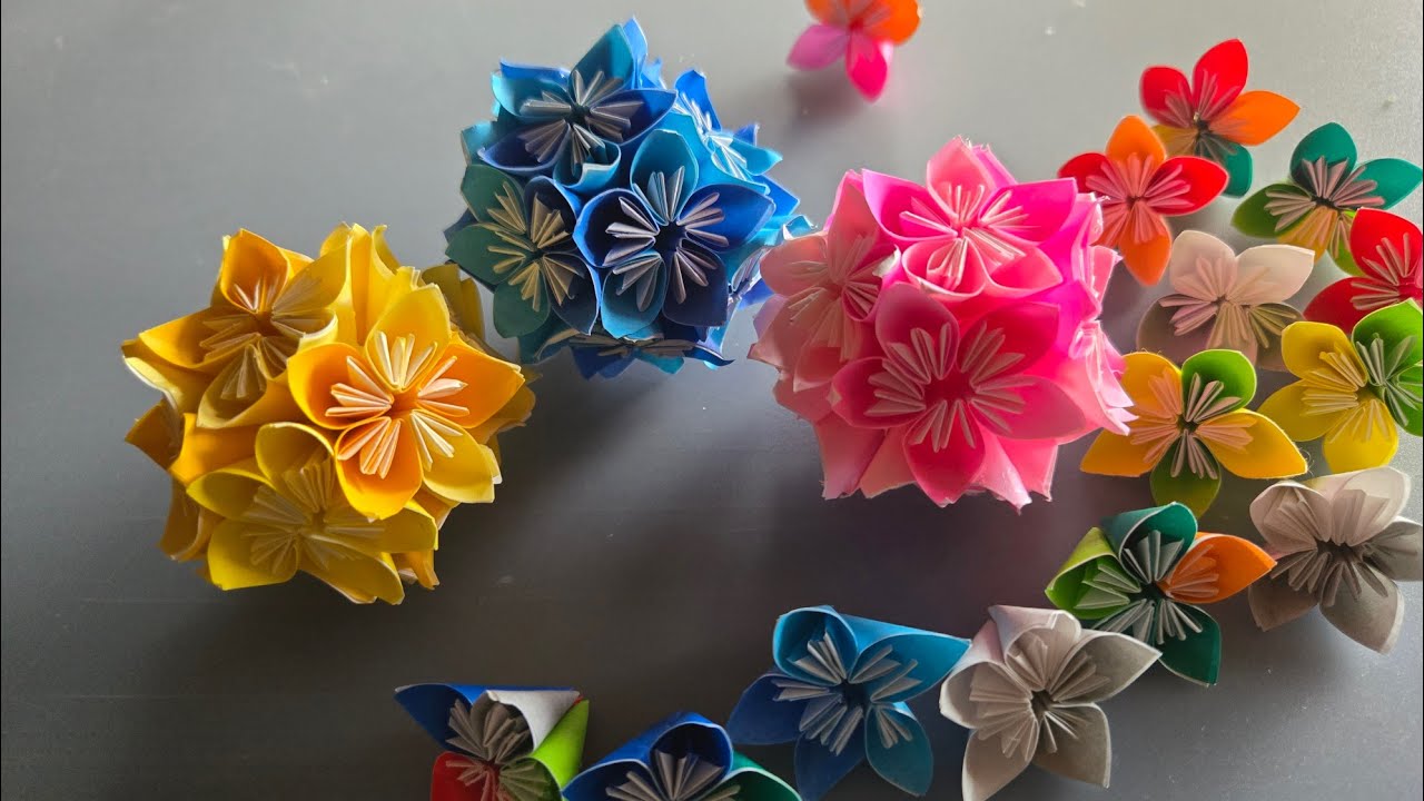 decorative paper ball 花のくす玉 - YouTube