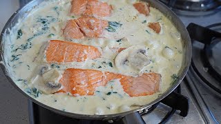 SALMÓN EN SALSA DE CHAMPIÑONES Y NATA DELICIOSO. RECETA DE PESCADO FÁCIL Y RÁPIDA. NAVIDAD 2023 by Recetas de Esbieta 217,134 views 3 months ago 7 minutes, 22 seconds