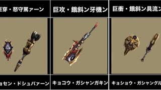 MHXX】歴代No.1おふざけ武器 全ガムート、銀嶺ガムート武器名称 - YouTube