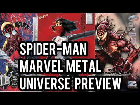2021 SkyBox Marvel Metal Universe SPIDER-MAN trading cards at a