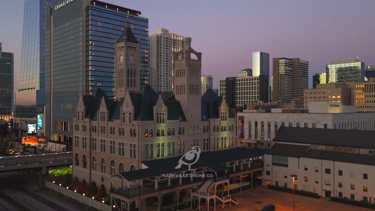 Union Station Hotel Drone Tour at Blue Hour | Nashville’s Most Iconic Architecture
