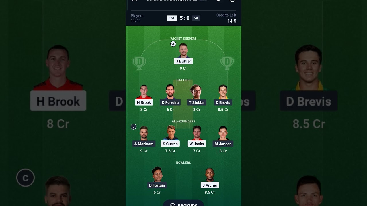 DREAM 11 MATCH PREDICTION OF ENG VS SA - 