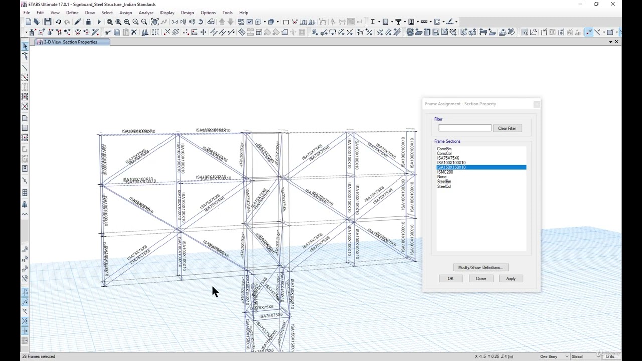 2  Assigning  the Section properties to all the members