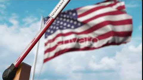 Opening Barrier with QUARANTINE Sign Against the American Flag | Motion Graphics - Envato elements