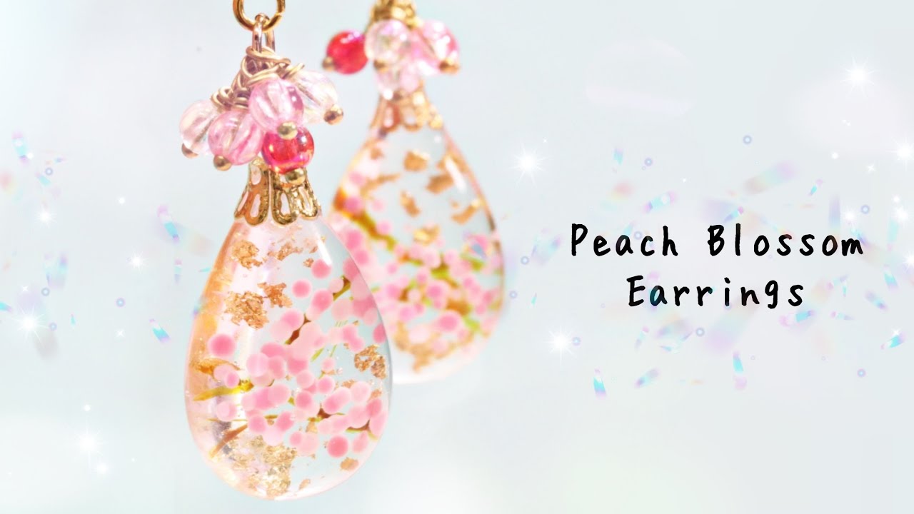 UVレジン】レジンで桃の花イメージピアスの作り方♪「Peach Blossom