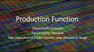 Production function: Derive profit function and factor demand function