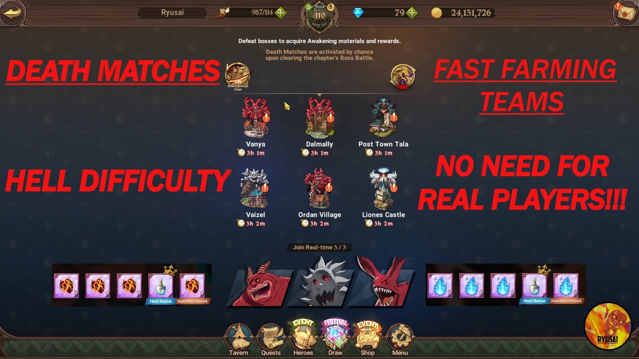 GRAND CROSS || DEATH MATCH || BEST TEAMS TO FAST FARM ALL DEATH MATCHES ON HELL DIFFICULTY!!!