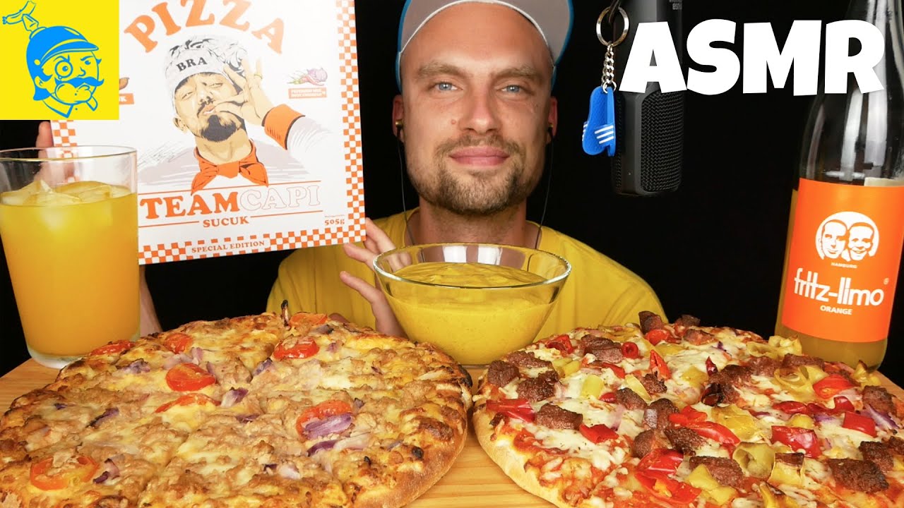 ACMP Я ем пиццу с тунцом и пиццу суджук 💛💙 (русские субтитры, мукбанг) - GFASMR