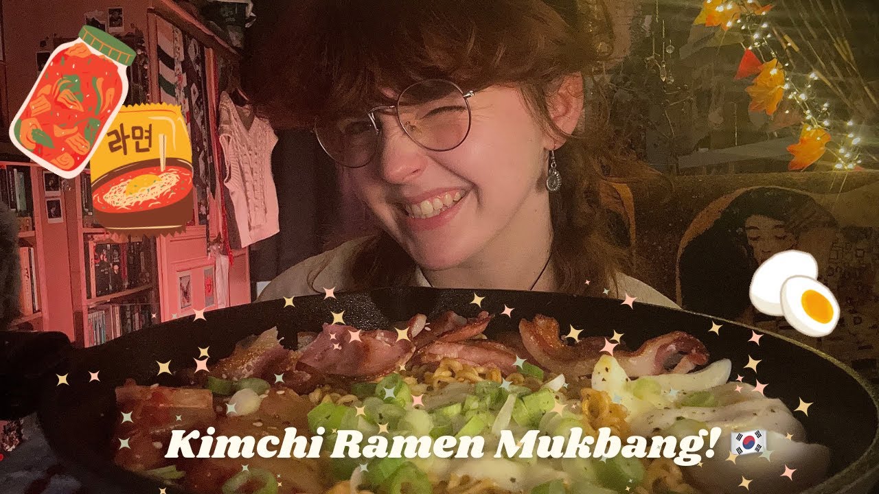 Kimchi Ramen Mukbang ASMR 🍜 Mouth noises + rambles