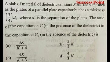 A slab of material of dielectric constant K has the same area as the plates of a parallel plate CA
