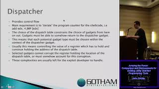 T119 Jumping the Fence Comparison and Improvements for Existing Jump Oriented Programming Tools John