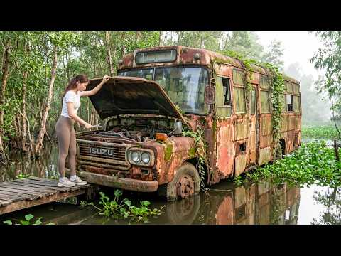 [TIMELAPSE] Genius Girl Repairs & Starts an Isuzu 30-Seater Bus Abandoned for Many Years of a Man