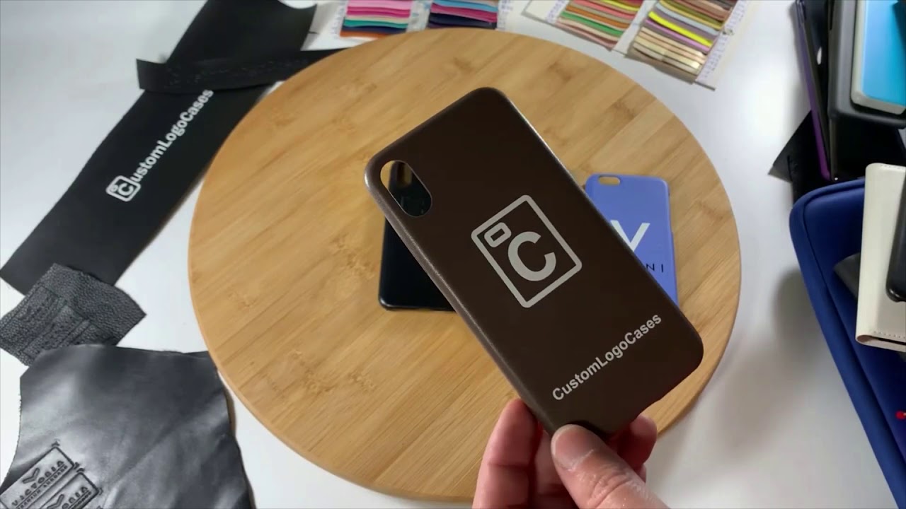 Custom Leather Phone Case with Company Logo or Design Printed or