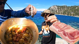 LAKE TAHOE. CRAWFISH Catch n Cook. Bacon as Bait!