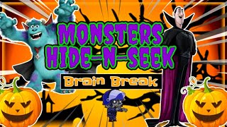 Monsters Hide-N-Seek Brain Break | Freeze Dance