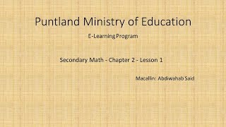 Secondary Math - Chapter 2 - Lesson 1